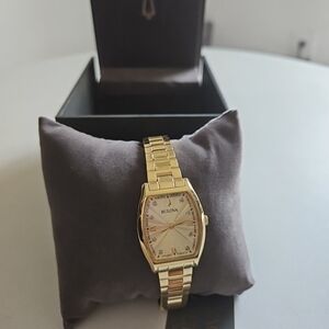 Bulova Gold-Tone Watch with Silver Dial